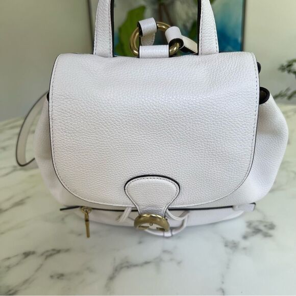 Coach Evie Polished Pebble Leather Backpack Chalk White Brass 68380 main image 7